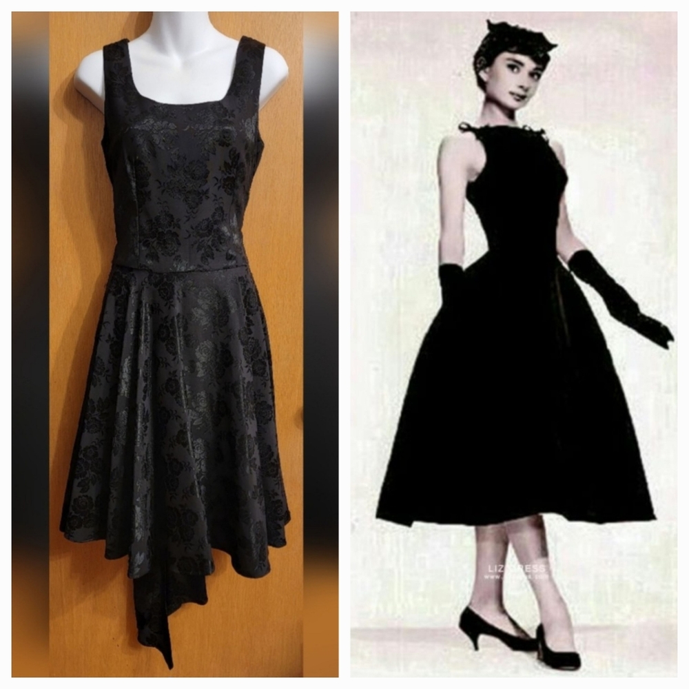 Vintage Floral Satin A-line Dress